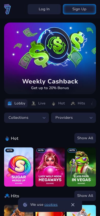 7Bit Casino homepage (mobile)