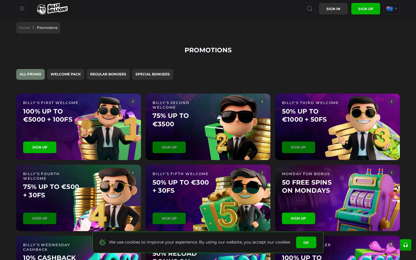 Billy Billion promotions page