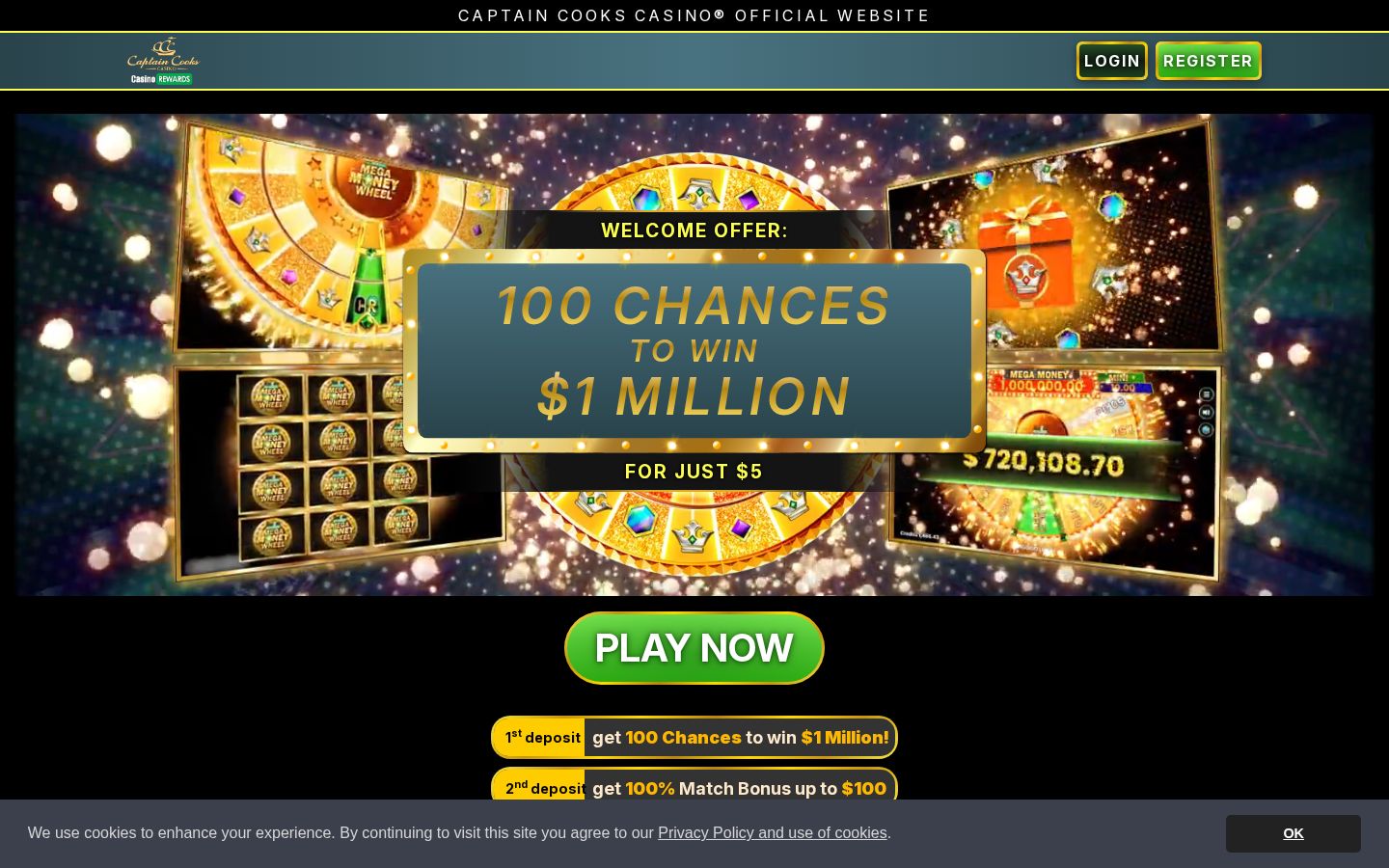 Captain Cooks Casino promotions page