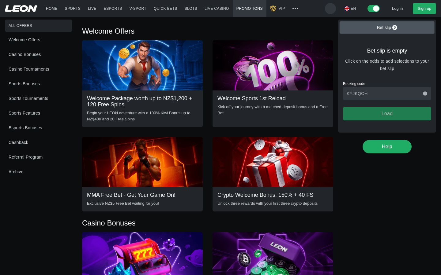 LEON promotions page