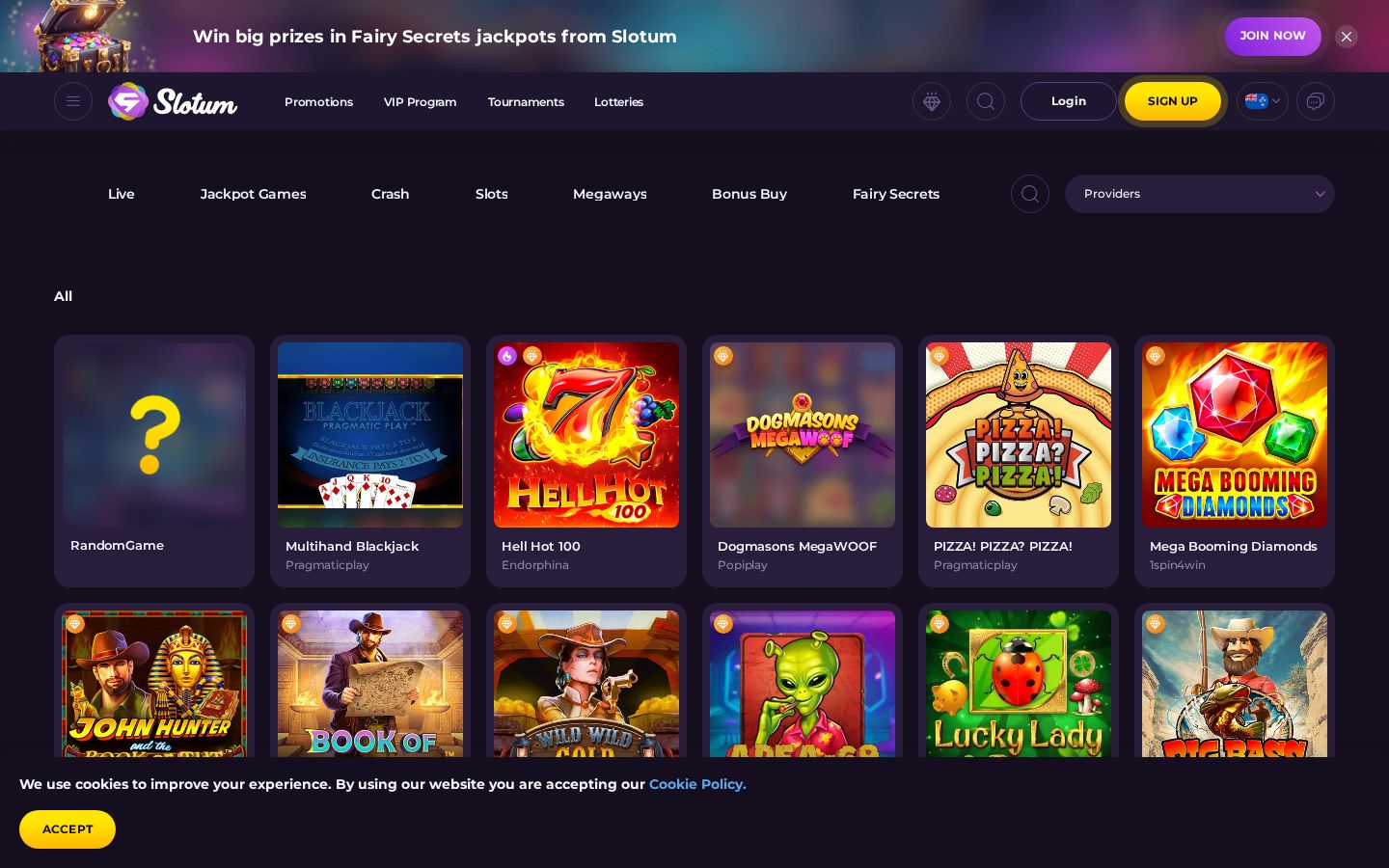 Slotum games lobby (desktop)