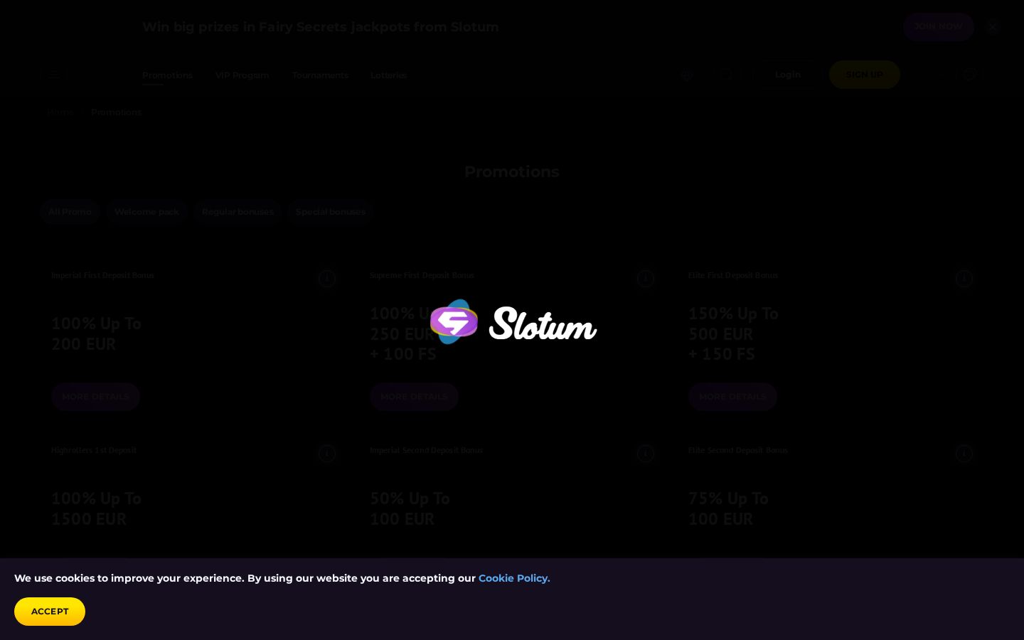 Slotum promotions page